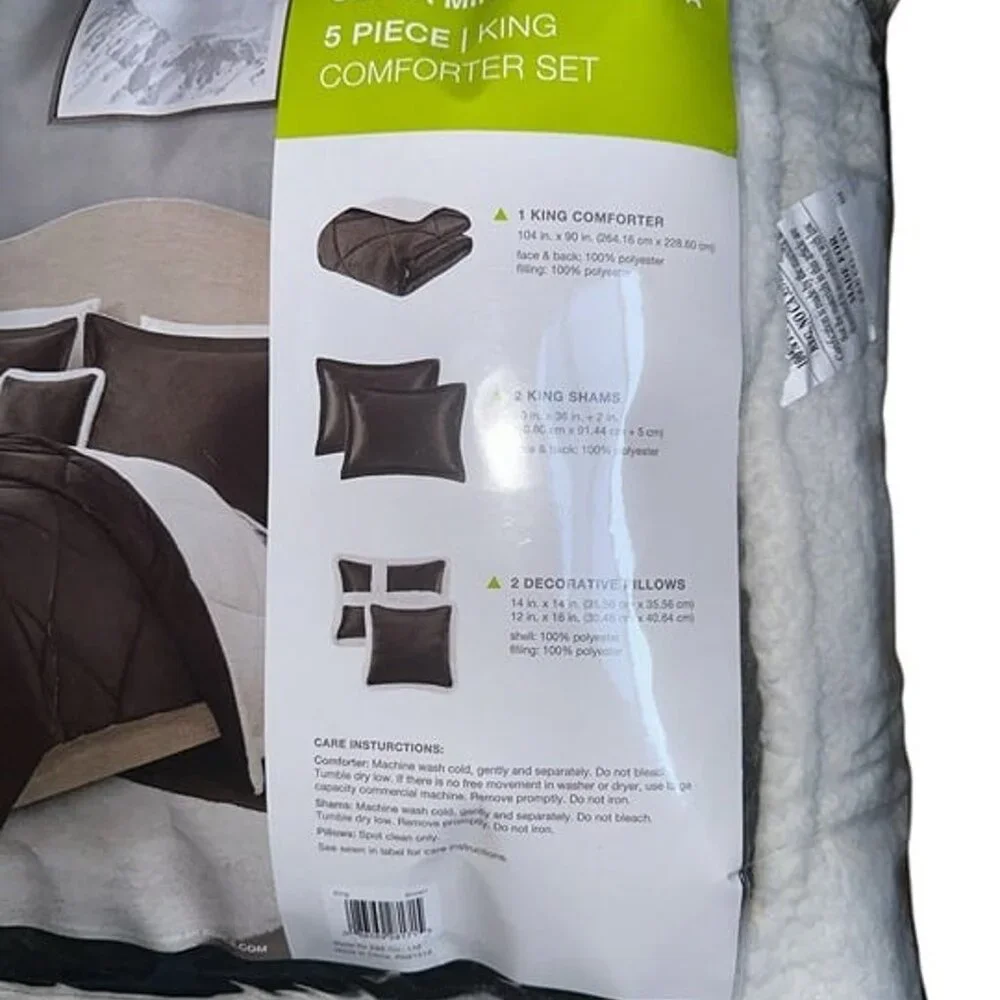 True North Mink to Sherpa Comforter 5 Piece Set Brown, King Size, KL102855 - Picture 4 of 4